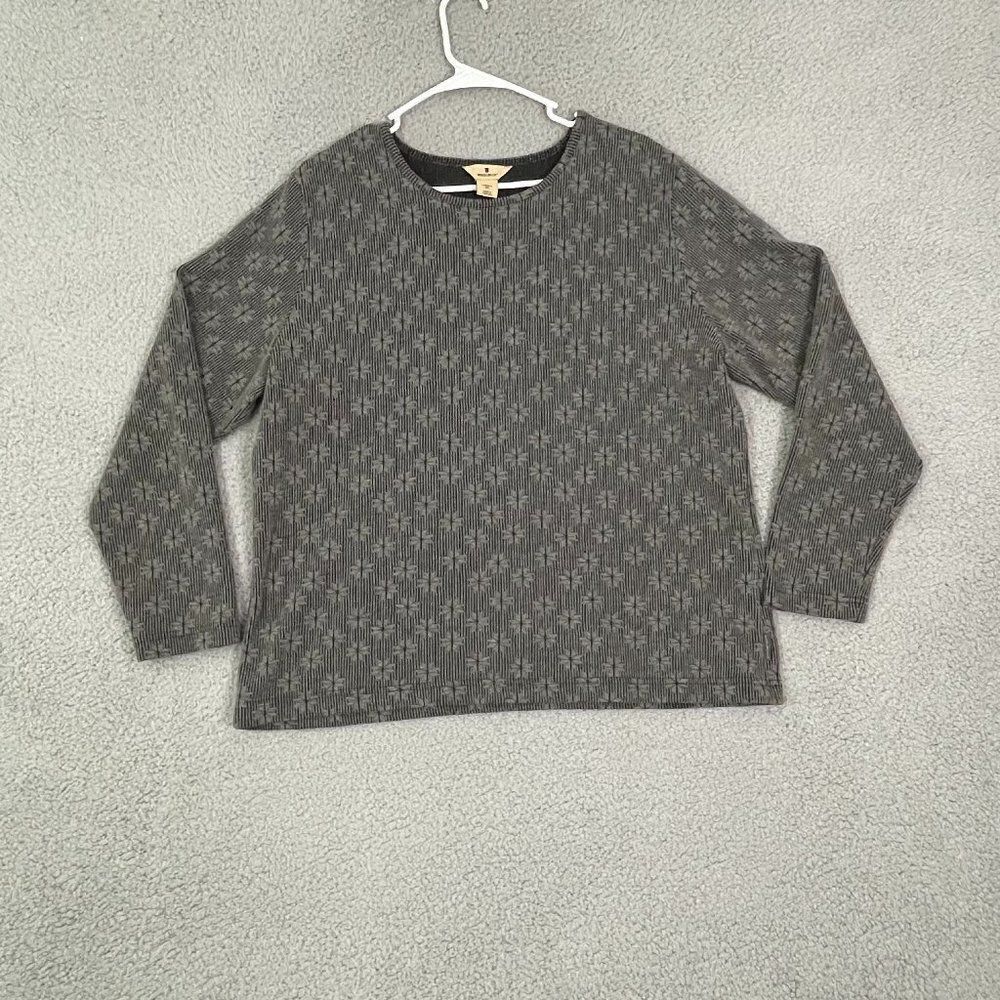 Woolrich Top Womens 2XL Charcoal Floral Casual Long Sleeve Pullover‎